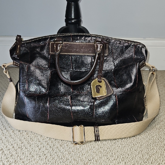 Vintage Condition Dooney&Bourke Brown/Tan Crocodile Embossed Florentine Satchel - Picture 1 of 16